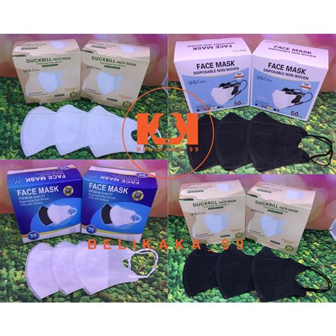 Jual Masker Duckbill Hitam Putih Ply Garis Embos Isi Pcs Tanpa Box