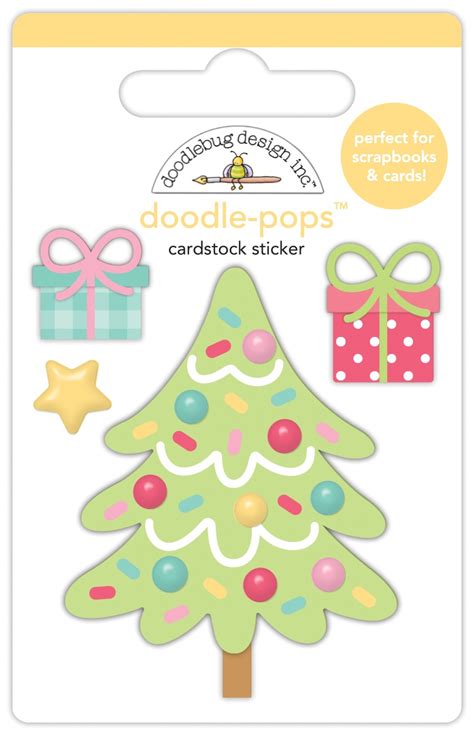 Doodlebug Doodle Pops 3D Stickers Gingerbread Kisses Deck The Halls