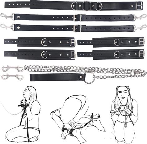 BDSM Sex Bondage Set HundSklave mit 4 Handschellen Fußfesseln Fesseln 2