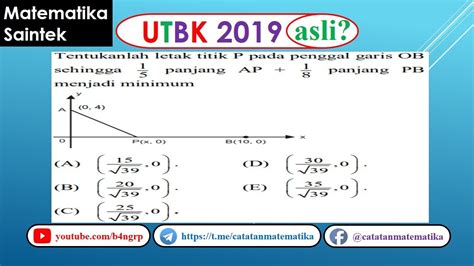 Soal Asli UTBK 2019 Matematika Saintek Aplikasi Turunan Fungsi YouTube