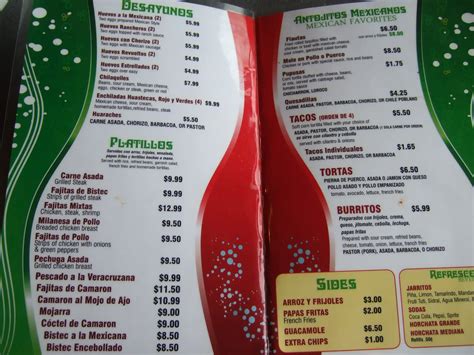 Menu at Huichi Rincon Huasteco restaurant, South Bend