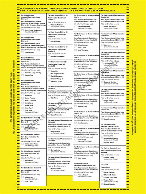 Completable En Línea Sample Ballot Muestra De Boleta De Votacin Fax