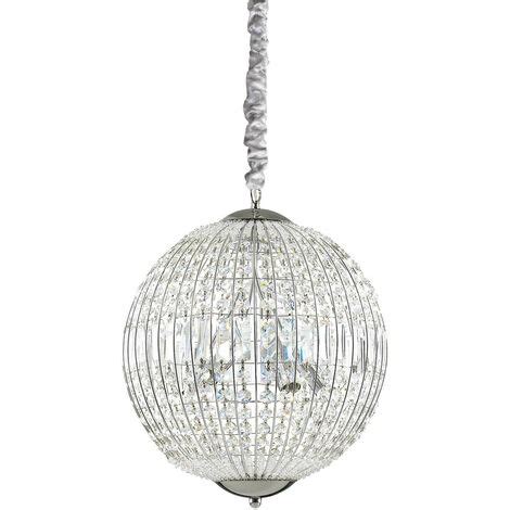 Ideal Lux Luxor Light Small Ceiling Pendant Chrome With Crystals G