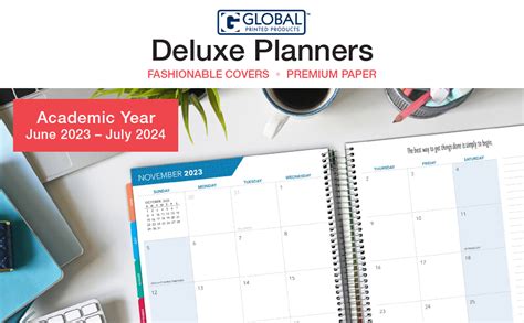 Global Printed Products Deluxe Academic 2023 2024 Planner 85x11 Includes Page