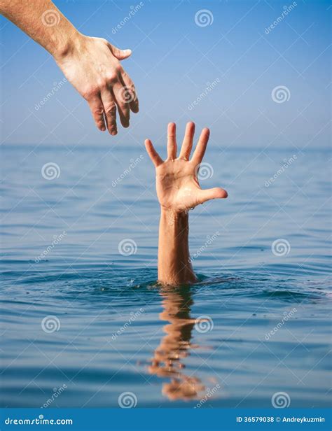 Helping Hand Giving To Drowning Man Royalty Free Stock Photos Image