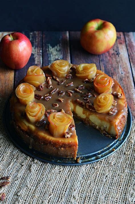 Salted Caramel Apple Cheesecake With Apple Roses One Of The Prettiest