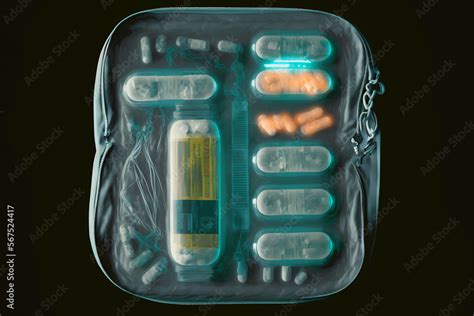 Security Xray Scan Of Bag With Smuggling Capsules Drugs In Airport