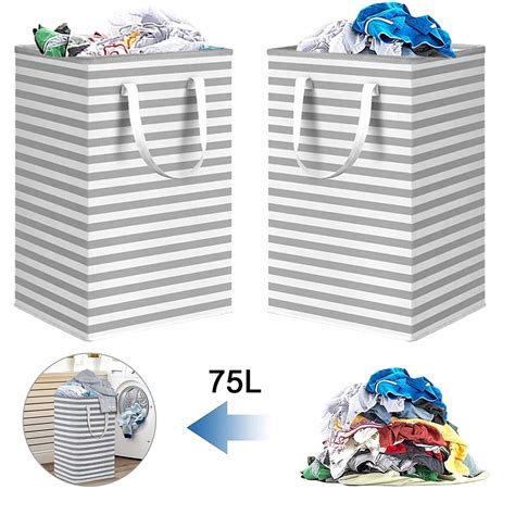 2 Pack Laundry Hamper 75L Collapsible Large Laundry Baskets With Easy