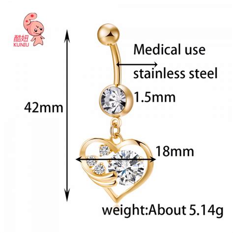 New Hot Luxury Zircon Crystal Heart Belly Button Rings Women Body