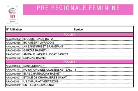 Composition Poules Seniors Re Phase Sanfloraine Basket Ball