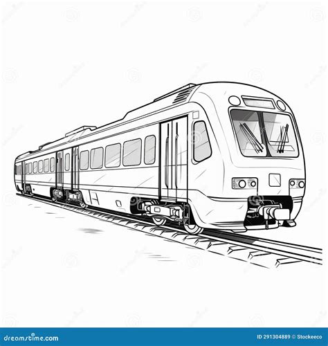 Simple Line Art Train on White Background Stock Illustration ...