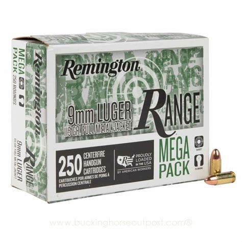 Remington Range Ammunition 9mm Luger 115 Grain Fmj 250 Round Bulk Pack Outdoor Essentials