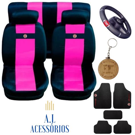 Kit Capa De Banco Rosa Para Carro Fiat Palio