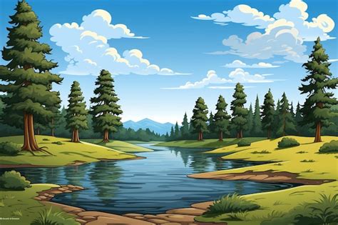 Cartoon River Background Images background | Premium AI-generated image