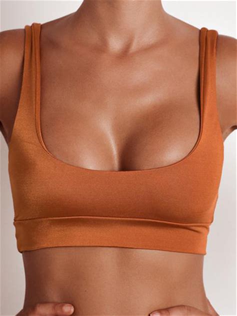 Orange Sexy Scoop Neck Bikini Top US 6 99 YOINS