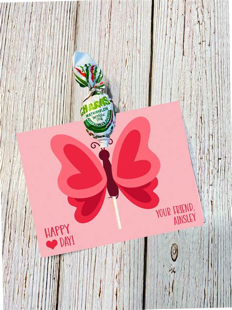 Butterfly Valentine Butterfly Lollipop Valentine Girls - Etsy | Valentines for kids, Custom ...