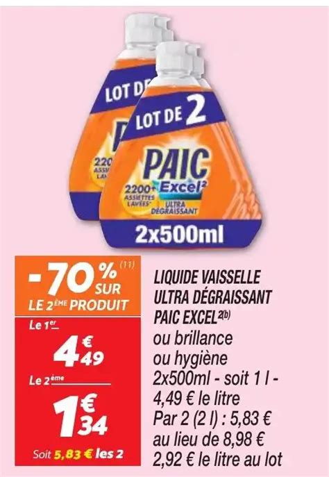 Promo Liquide Vaisselle Ultra D Graissant Paic Excel B Chez Netto