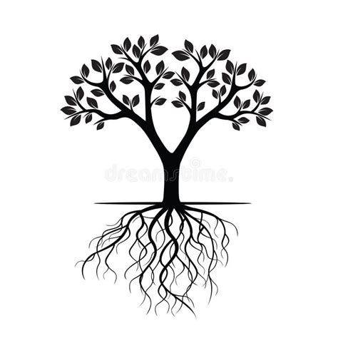 Clip Art Tree Black And White With Roots Png Clipart