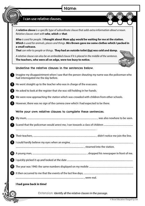 Year 7 English Worksheets Free Printable Uk