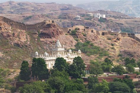 Blick Jaswant Thada Cenotaph Aus Mehrangarh Fort Jodhpur Rajasthan