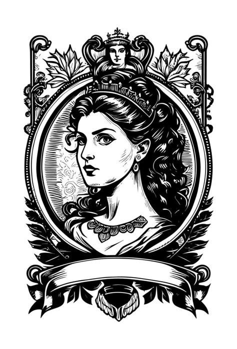 Beautiful Egyptian Cleopatra Symbol Black And White Hand Drawn Logo