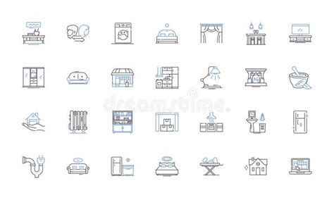 Residence Line Icons Collection Home Dwelling Abode Domicile House