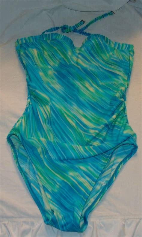 Christina One Piece Modest Womens Swimsuit 12 34 Blue Gem