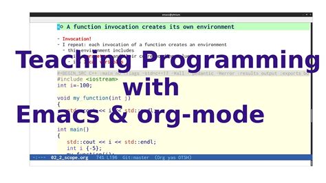 Using Emacs And Org Mode To Teach Programming Youtube