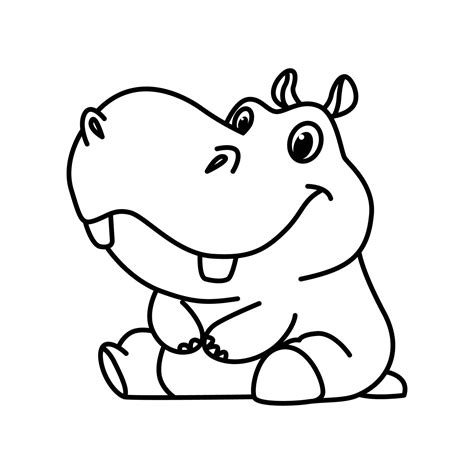 Cute hippo cartoon characters vector illustration. For kids coloring ...