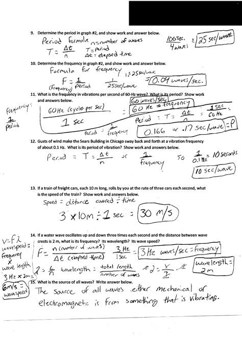 Wave Speed Equation Practice Problems Worksheet Answers - Equations ...