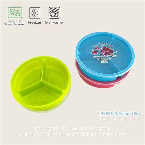 Lava Round Lunch Box Food Storage Container BPA FREE Bekas Biskut