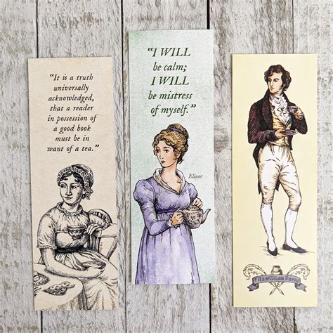 Jane Austen Bookmarks with Pride and Prejudice Tea Mr Darcy | Etsy