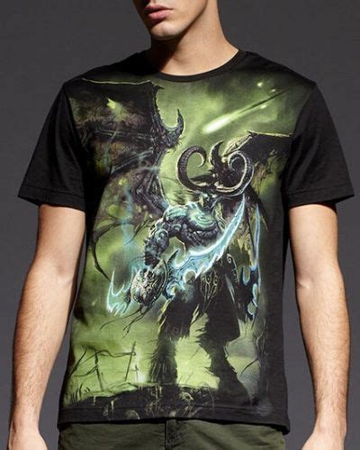 Illidan Stormrage World Of Warcraft T Shirt For Men Wow Black Tee Short Sleeve Mens Tshirts