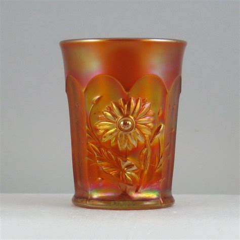 Antique Northwood Dark Marigold Dandelion Carnival Glass Tumbler Carnival Glass Carnival