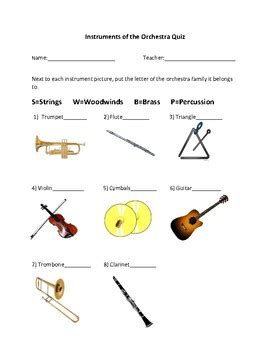 Instruments Of The Orchestra Quiz By Jessica Spires TPT