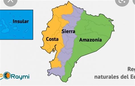 En El Siguiente Mapa Del Ecuador Ubica Las Tres Reguiones Naturales