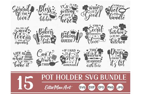 Pot Holder Svg Bundle Kitchen Svg Baking Svg Baking Quote