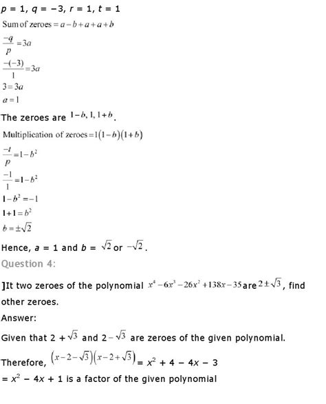 Polynomials Class 10 Mathematics Ncert Solutions