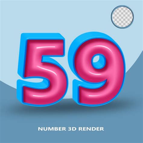 Premium Psd 3d Render Number 59 Blue Pink Glossy Color