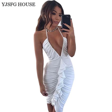 Yjsfg House Sexy Halter Neck Backless Party Club Dresses Women 2017