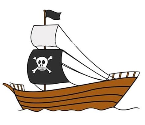 彩色的海盗船简笔画步骤图解教程 毛毛简笔画
