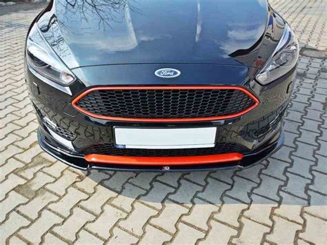 Maxton Front Splitter V2 Ford Focus 3 St Line Facelift 2015 2018 Gloss Black For Ford Focus