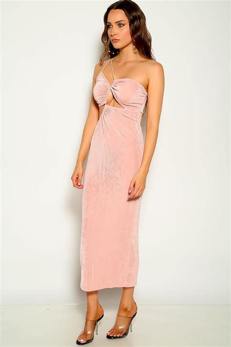 Pink Sleeveless Cut Out Maxi Sexy Party Dress Amiclubwear