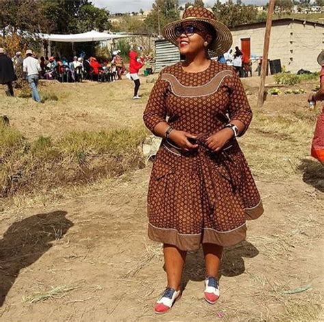 Clipkulture | Brown Sotho Shweshwe Dress With Bolar Hat