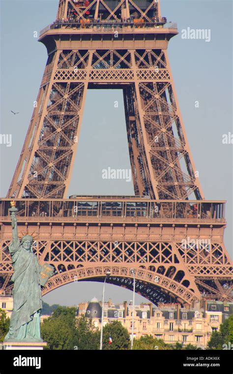 Statue Of Liberty And Eiffel Tower Paris Stock Photo Alamy