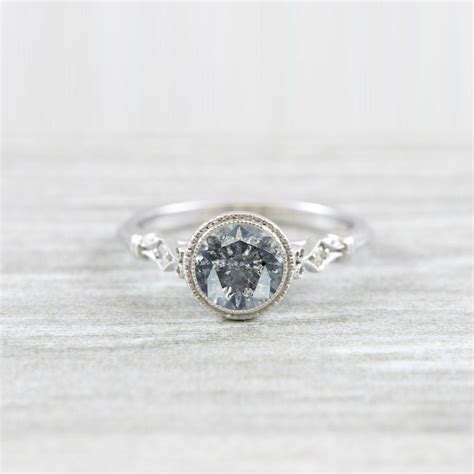 Salt And Pepper Diamond Engagement Ring With Accent Stones 1920s Art