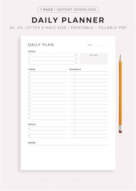 Daily Planner Printable Daily To Do List Productivity Planner Daily