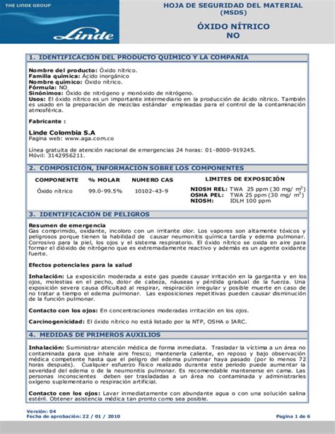 Hoja De Seguridad Del Material Msds