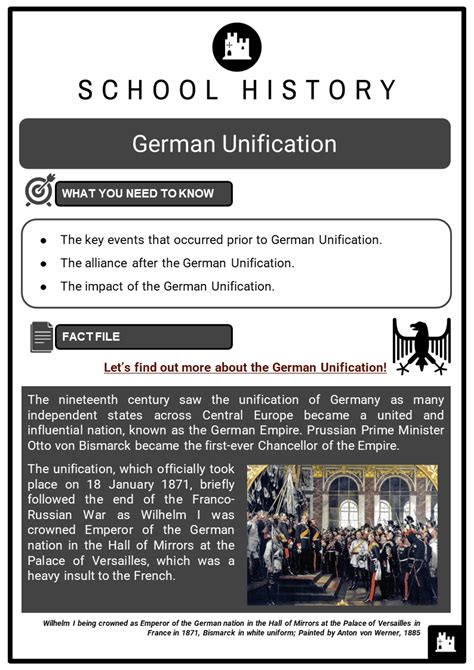 German Unification Facts Worksheets Key Events Impact