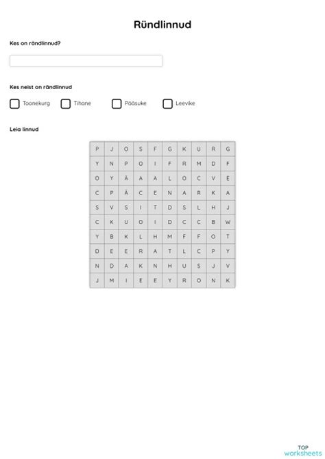 Ründlinnud Interactive Worksheet Topworksheets